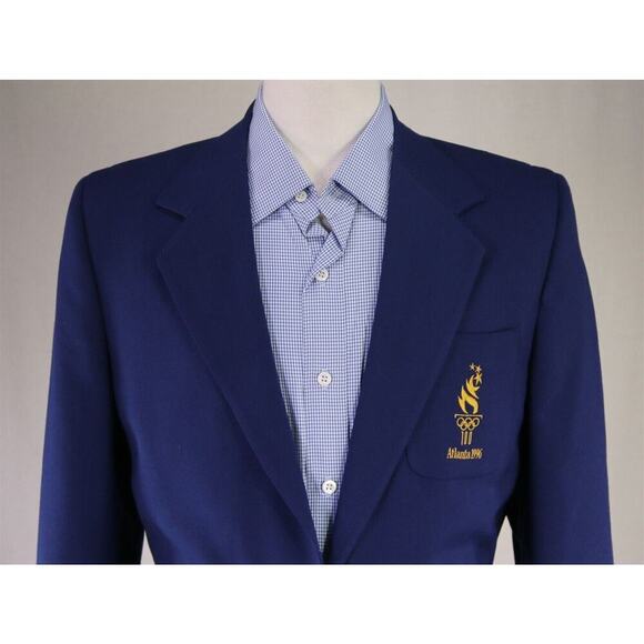 Vintage 1996 Olympics Atlanta Blue Volunteer Blazer Jacket by Hanes Ladies 6 R - Picture 3 of 9